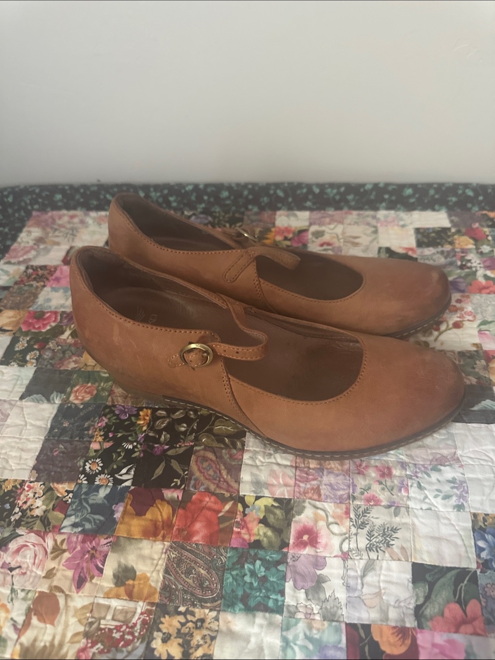 Dansko Dansko Tan Leather Mary Jane Flats with Buckle